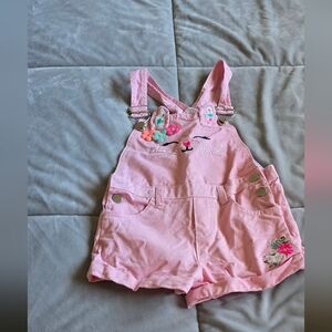 Pink Kids Overalls with Embroidered Design